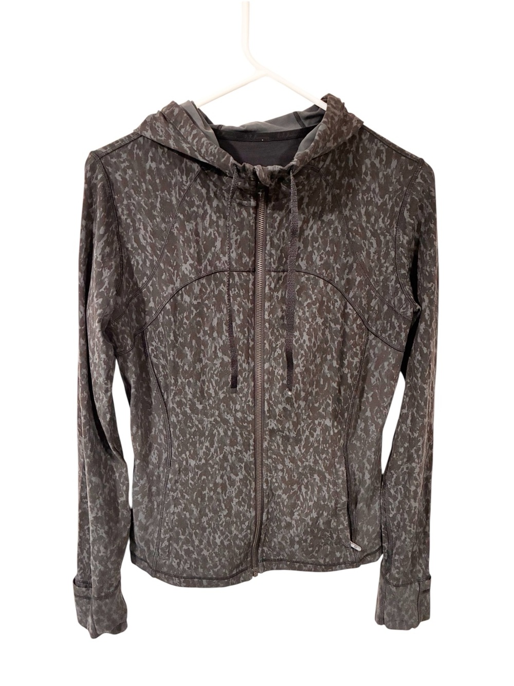 Lululemon Hooded Define Jacket Nulu Leopard Camo Deep Coal Multi Size 10